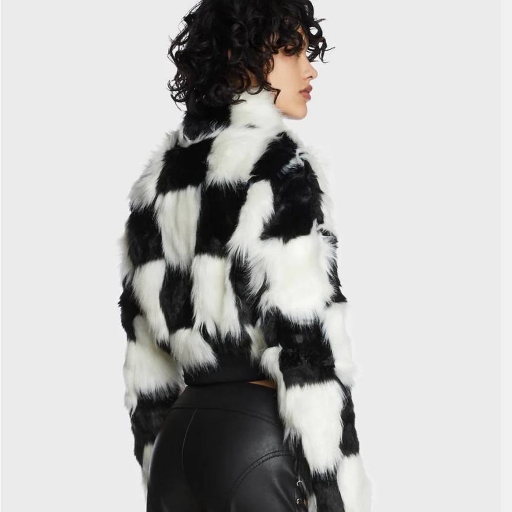 Azalea Wang Checkered Faux Fur Jacket - Picture 4 of 5